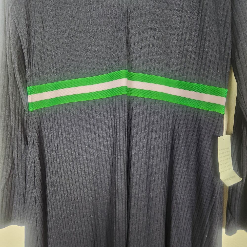 NWT 1901 Striped Trim Navy Blue Long Sleeve Knee Length Sweater Dress, Large - Picture 4 of 6